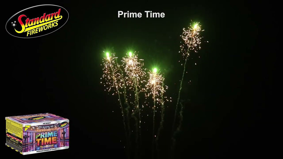 Prime Time 48 Shot Roman Candle Cake – Standard Fireworks